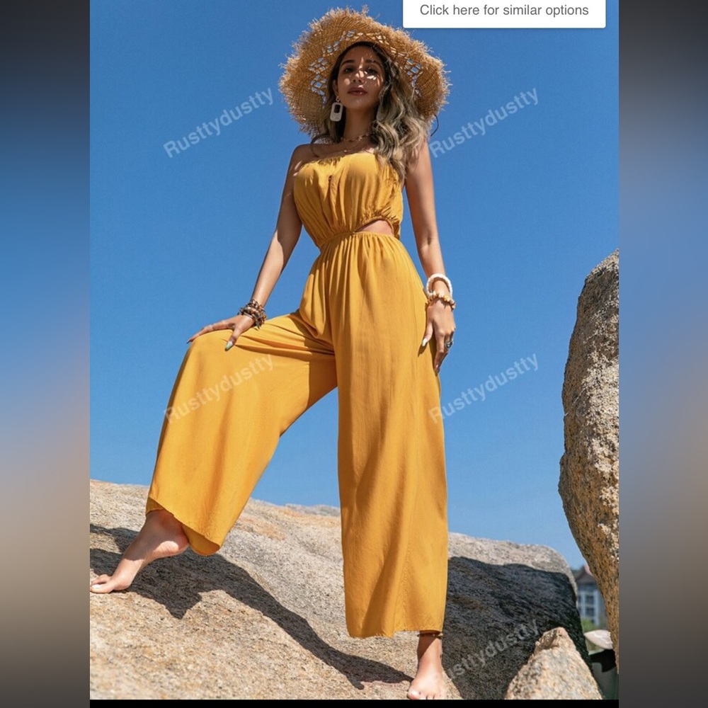 NWT mustard yellow cutout jumpsuit, medium